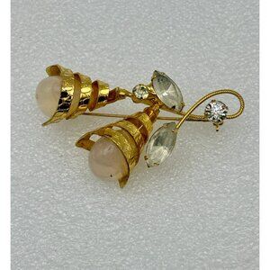 1950s Art Deco Filigree Cone Rhinestone Crystals Brooch-RARE Find